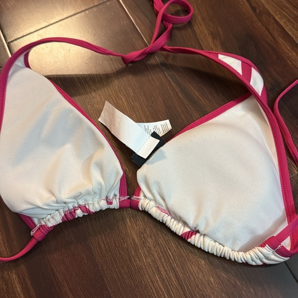 KATE SPADE Pink and White Halter Bikini Top Size Large - Picture 3 of 5